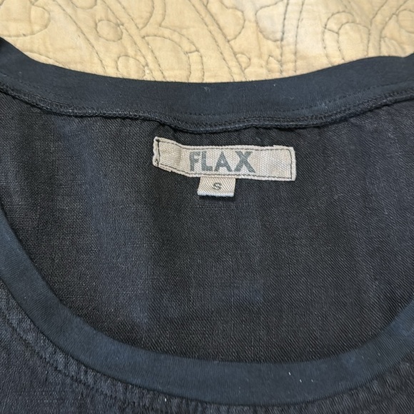 FLAX Woman’s 100% Linen Black Leganlook Tunic, Long Sleeve Pocket Dress - Picture 10 of 11